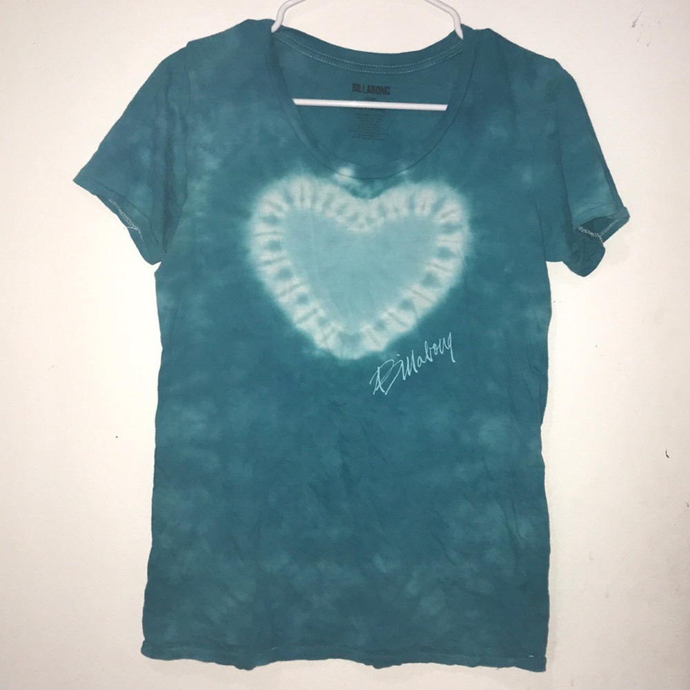 Billabong blue/teal heart tie-dye shirt